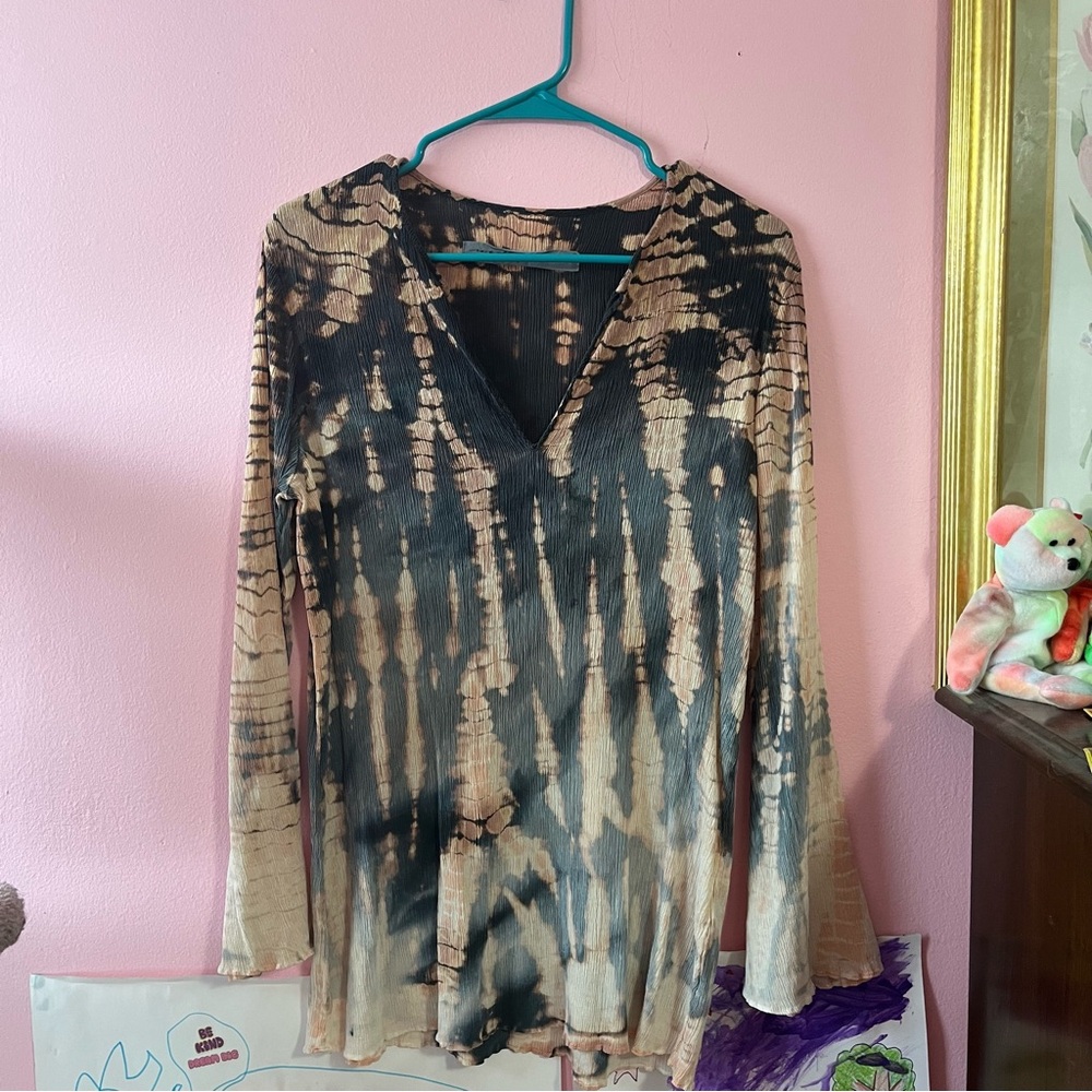 Miguel Allegra Size 2 Wash Fade Tie Dye Artsy Blouse Designer Brand Namr
